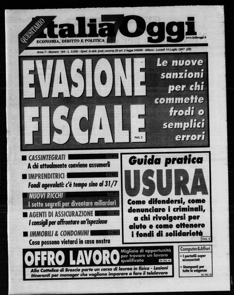 Italia oggi : quotidiano di economia finanza e politica